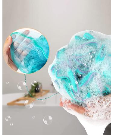 Aquior Shower Puff Loofahs Bath Sponge 60g/PCS - Extra Large Mesh Pouf for Big Full Lather - Green Blue Style01 - Buy Online on GoSupps.com