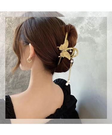 2pcs Metal Butterfly Headdress Hair Clips - Large Flower Tassel Claw Clip Set - Buy Online on GoSupps.com