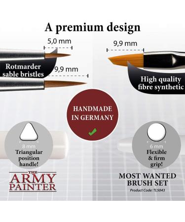 The Army Painter Most Wanted Brush Set - Miniature Small Paint Brushes for Acrylic, Watercolor, Oil Painting - Set of 3 Fine Detail and Drybrush Brushes - Buy Online on GoSupps.com