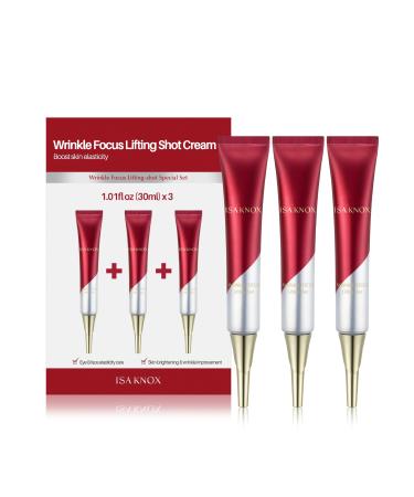 Isa Knox Wrinkle Focus Firming Cream Set (3.1fl oz Pack of 3) - Korean Skin Care. Powerful Moisturizer for Fine Lines Elasticity Strengthening Serum for Face and Eyes Neck. Cedrol Peptide.
