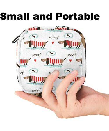 Dachshund Bone Pattern Period Bag - Portable Sanitary Napkins Storage for Women & Teen Girls | Stylish Menstrual Cup Bag - Buy Online on GoSupps.com
