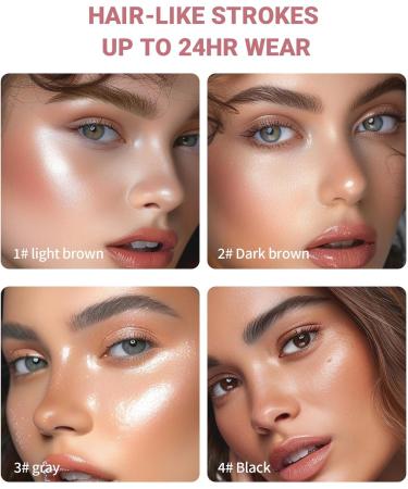 2024 New 3D Microblading Eyebrow Pencil with 4 Fork Tip - Natural Long-Lasting Waterproof Eyebrow Contouring Pen for Fine Strokes (Gray) - Buy Online on GoSupps.com