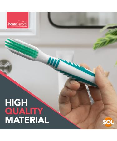 4pk Denture Toothbrush with Soft Bristles and Easy Grip Handle | Dual Angled Brush Heads for Denture Cleaning | Retainer Brush for Retainers | Includes SOL Sticker - Buy Online on GoSupps.com