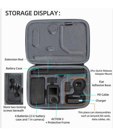 ZJRXM Portable Bag for DJI Osmo Action 3 & 4 | Durable Handbag for Action 3 Accessories & Adventure Combo - Buy Online on GoSupps.com