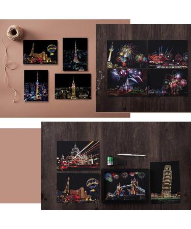 Magic Scratch Art Paper Mini Envelope Postcard Set - 16 Sheets Scratch Cards & 8 Tools - Fun Rainbow Night View Scratchboard for Adults and Kids - Travel Around The World Theme - Buy Online on GoSupps.com