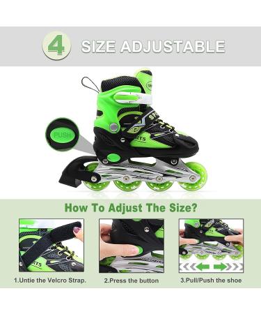 Petuol Kids Adjustable Inline Skates | 8 Light Up Wheels | Safe & Durable Roller Skates for Boys and Girls | Beginner Fun Skates | Size Medium (Big Kid 1-4 US) - Buy Online on GoSupps.com