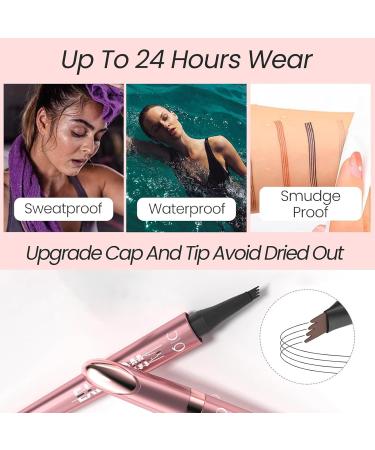 2024 New Eyebrow Pen Waterproof Eyebrow Pencil Brow Pencil with Micro-fork Tip 24 Hours Water-proof & Smudge-proof Natural Fine Stroke (dark brown) - Buy Online on GoSupps.com