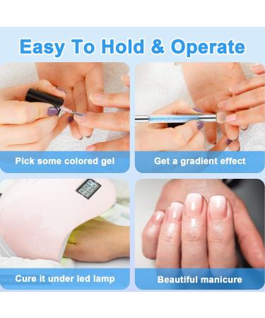 Nail Art Gradient Sponge Brush with 8 Washable Replacement Heads - Ombre Nails Tool for UV Gel & False Nails (Blue) - Buy Online on GoSupps.com