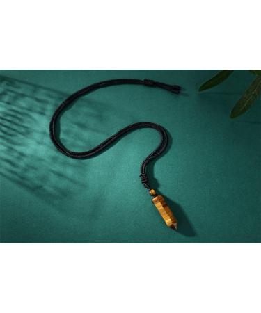 XIANNVXI Tiger Eye Crystal Healing Necklace - Hexagonal Point Pendant Adjustable Rope Reiki Jewelry for Men and Women - Buy Online on GoSupps.com