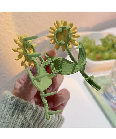 Sunflower Tulip Style Large Hair Claw Clips 2Pcs - Strong Hold Jaw Clamps for Women Girls - Buy Online on GoSupps.com