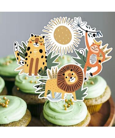 24pcs Jungle Safari Animal Cupcake Toppers Boho Wild Animal Cupcake Picks Decoration Retro Jungle Safari Boho Theme Baby Shower Birthday Party Supplies - Buy Online on GoSupps.com