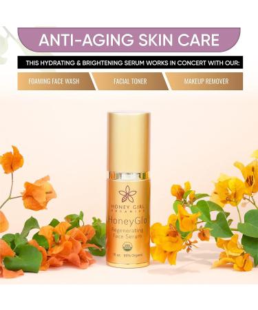 Organic HoneyGlo Regenerating Face Serum | USDA Certified | Enriched with Vitamin C, Olive Oil | 1 oz - Buy Online on GoSupps.com