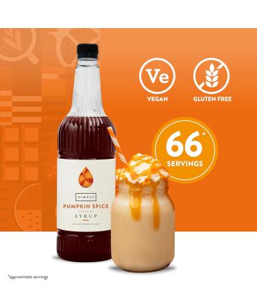 Simply Pumpkin Spice Syrup Vegan & Nut Free Flavoured Syrup for Coffee Cocktails & Baking (1 Litre) - Buy Online on GoSupps.com