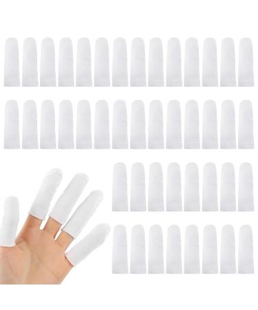 100 Pieces Cotton Finger Cots Cloth Finger Cots Finger Toe Sleeves Fingertips Protective Cover Thumb Protector Finger Tips Protector Comfortable and Breathable Absorb Sweat (White)