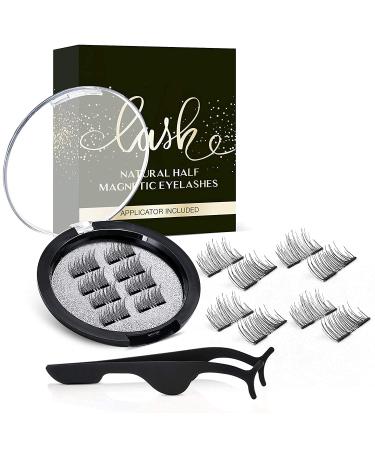 VASSOUL Dual Magnetic Eyelashes  Half Lash  0.2mm Ultra Thin Magnet  Light weight Reusable 3D Eyelashes with Applicator