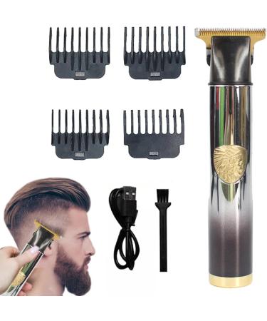 T9 Hair Trimmer Rechargeable Embossed Beard Trimmer for Men Rechargeable Barbershop Boldheaded Hair T-Blade Hair with 4 Guide Comb Fovolat -Silver Black - Buy Online on GoSupps.com
