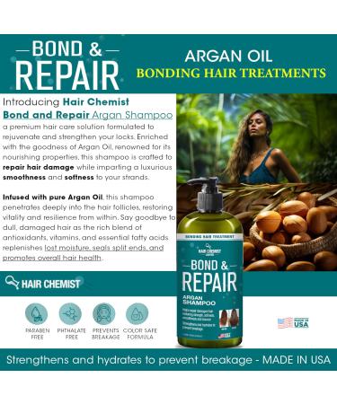 Hair Chemist Bond & Repair Argan Shampoo 33.8 oz - Nourishing & Moisturizing Formula Paraben Free & Safe for Color Treated Hair - Buy Online on GoSupps.com