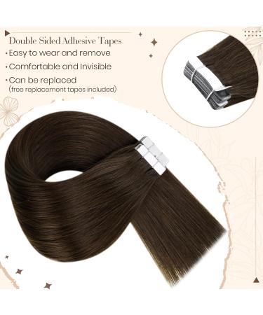 Hetto Tape In Extensions | Real Hair Dark Brown #4 - 45cm 50g Remy Hair Smooth Tapes - Buy Online on GoSupps.com