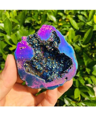 Specimen Natural Agate Geode Slice Quartz Electroplated Cluster Crystal Points - Buy Online on GoSupps.com
