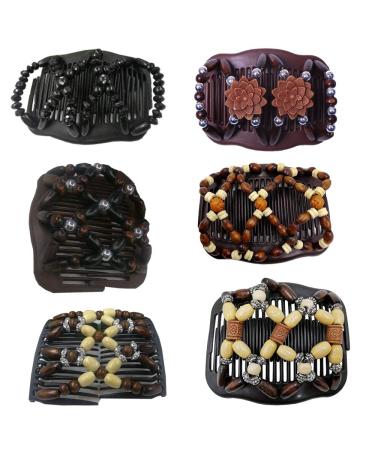 6 pieces African hairpange hair comb magic hair comb magical comb butterfly stretch hair clip elastic stretchy pearls beads diy double clips hair clip hair clips for women women