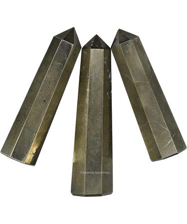 Pyrite Crystal Tower 2-3 Inch - Natural Healing Point Obelisk for Reiki Grid - 1 Pc - Buy Online on GoSupps.com