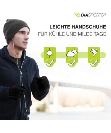 Diasports Touchscreen Running Gloves for Men & Women - Anti-Slip Bicycle Winter Gloves | Thin Thermal Sport Gloves in Black - Buy Online on GoSupps.com