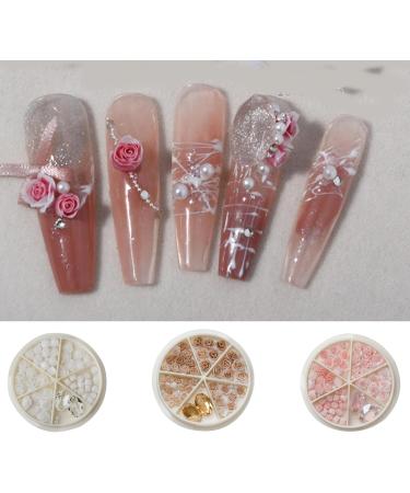Rose Flowers Nail Round Pearls Nail Art 3D Flowers Nail Rhinestones Charm Nail Art Decor for Acrylic Nails Rose Flowers Nail Round Pearls Nail Art Nail Art Decorations - Buy Online on GoSupps.com