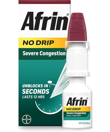 Afrin No Drip Severe 12 Hour Nasal Decongestant Pump Mist - 0.5 ounce 0.5 Fl Oz - Buy Online on GoSupps.com