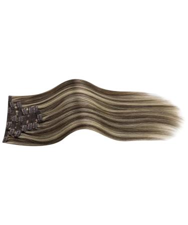 Moresoo Clip-In Extensions | Real Hair Balayage | Double Tress Remy Hair | Dark Brown to Ash Blond | 7pcs 120g 55cm #P4/27 - Buy Online on GoSupps.com