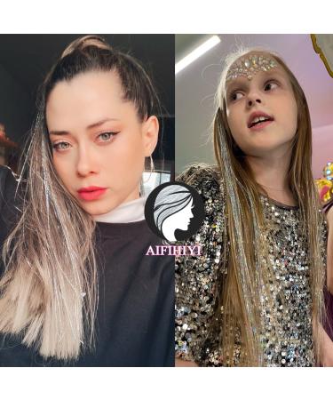 Silver Hair Tinsel Kit - 1200 Strands, Heat Resistant Fairy Tinsel for Halloween & Christmas Party - 47 Inch Sparkling Glitter Extensions in Shining Silver - Buy Online on GoSupps.com