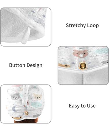 Colorful Bear Head Dry Hair Cap - Quick Drying 2 Piece Towel Set with Button Headband | Super Absorbent & Soft Comfort - Buy Online on GoSupps.com