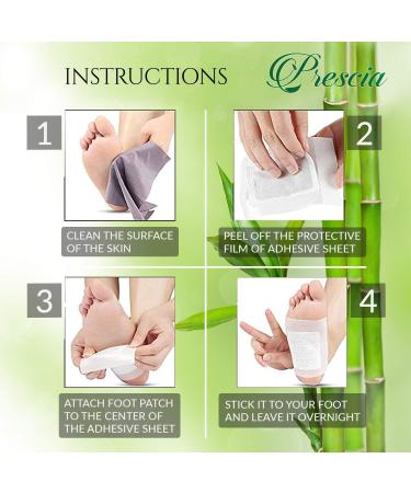 Prescia Foot Pads - Natural Deep Cleansing Patches with Bamboo Vinegar - Supports Sleep & Skin Health - Stress Relief - 30 Pack - Buy Online on GoSupps.com