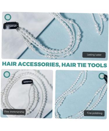 FRCOLOR Pearl Plate Hair Accessories Wedding Hair Accessories Multi Strand Hair Crystal Hair Womens Hair Clips Hair Chains Pearl Clips Wild Bride Pearl (plastic) White Ponytail - Buy Online on GoSupps.com