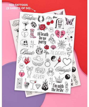 xo Fetti Realistic Bachelorette Temporary Tattoos - 100 Foil Styles | Bachelorette Party Decoration and Bridal Shower Supplies - Buy Online on GoSupps.com