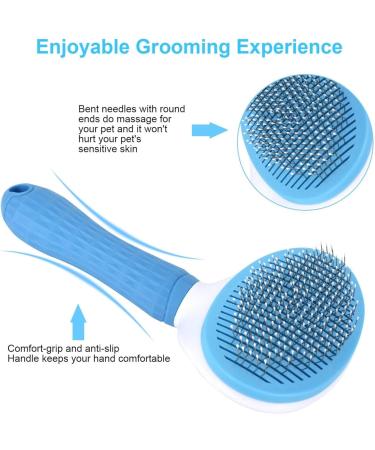 Cat Grooming Brush - Shedding & Massage Tool for Short & Long Haired Cats - Removes Mats, Tangles & Loose Fur - Blue - Buy Online on GoSupps.com