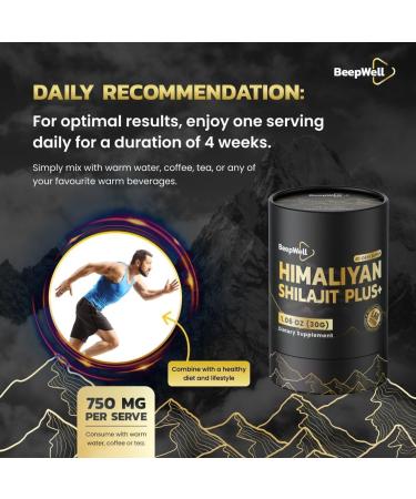 Generic BeepWell Shilajit Resin Plus - Himalayan Shilajit Ashwagandha Pure Organic Natural Resin Men Women Chilajil Maca Root Black Pepper 70% Fulvic Acid 85+ Trace Minerals 40 Servings 1.06 OZ - Buy Online on GoSupps.com
