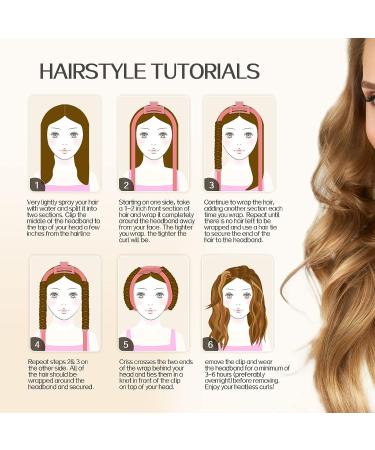 Long Hair Heatless Curler Kit - 61 Extra-Long Rod Headband for Overnight Soft Cotton Curls - Pink Velour Ribbon for Women - Buy Online on GoSupps.com