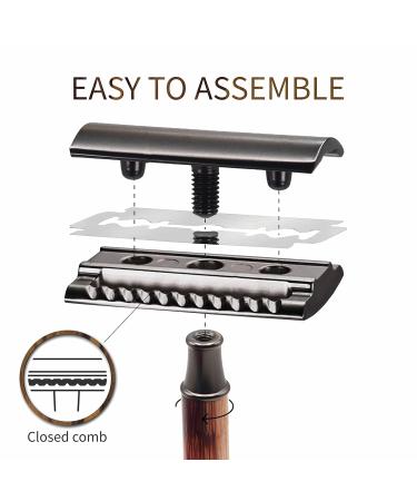 Eco-Friendly Safety Razor for Men & Women | Bamboo Grip Razor Plane | Zero Waste Shaving | BAMBaw Slim Dark - Buy Online on GoSupps.com