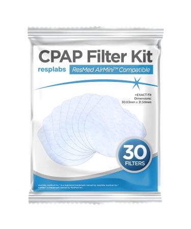 resplabs CPAP Filters Compatible with the ResMed AirMini Travel Machine (Pack of 30)