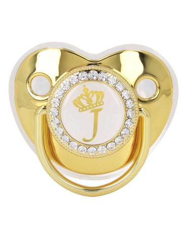 Infant Pacifier Golden Letter Pacifier Fashionable for Home Use for Travel (Letter J)