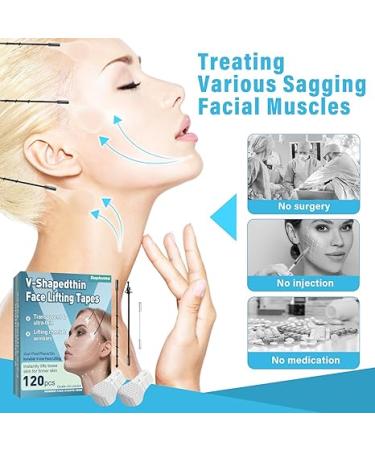 MOSKILA Face Lift Tape Invisible, High Elasticity Face Lift Tape for Hiding Double Chin, Lift Saggy Skin & Hide Facial Wrinkles, Ultra-Thin, Breathable & Waterproof Material(120PCS) - Buy Online on GoSupps.com