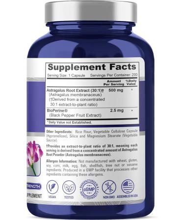 NusaPure Astragalus Root, 500 mg - 200 Veg Capsules (Non-GMO - Vegan) - Buy Online on GoSupps.com