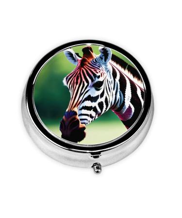 Zebra and Giraffe Round Pill Box Lightweight Moisture-Proof Portable for Emergency Medication & Fish Oil Zebra and Giraffe One Size