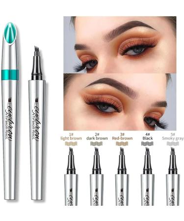 Peonly 3D Waterproof Microblading Eyebrow Pen Micro-Fork Tip Pencil Long-Lasting Waterproof Brows Pencil Microblading 4-Tip Eyebrow Pen Natural Brows Eyebrow Pen (Red Brown) - Buy Online on GoSupps.com