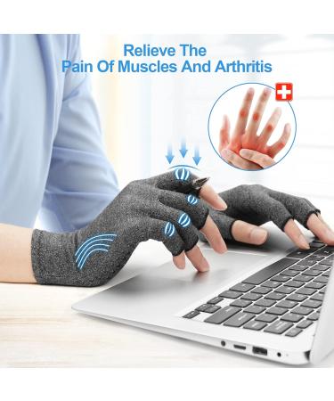 ACWOO Arthritis Compression Gloves - Pain Relief & Support for Hands and Finger Joints - Anti-Slip Fingerless Design - Men and Women (Grey-M) - Buy Online on GoSupps.com