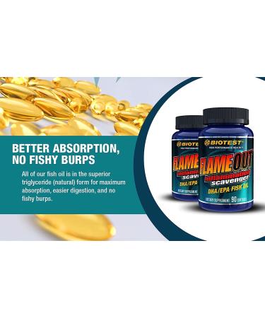 Biotest Flameout Inflammation Scavenger - 5500mg Omega-3 Fish Oil Supplement - Pharmaceutical Grade DHA & EPA - Promotes Brain & Heart Health - 90 Softgels - Buy Online on GoSupps.com