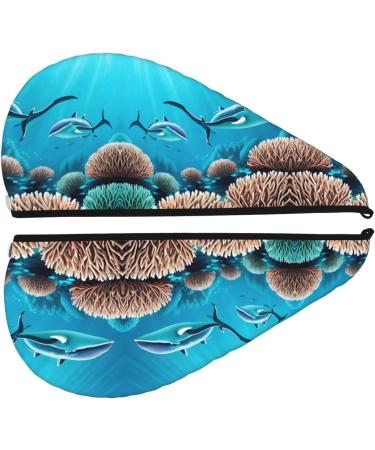 Super Absorbent Deep Sea Whales Hair Cap for Women - Quick Drying Elastic Wrap for Long Thick Hair - Buy Online on GoSupps.com