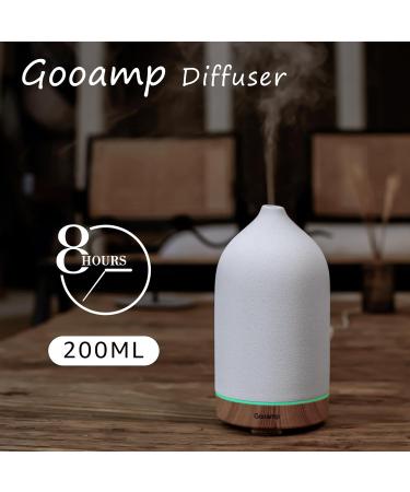 200ML Ceramic Aromatherapy Diffuser - Essential Oil Diffuser with 7 Color Lights & Auto Shut Off for Home & Office | Wood Grain Base - Buy Online on GoSupps.com