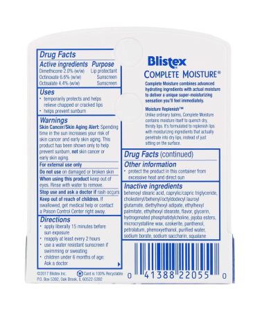 Buy Blistex Complete Moisture Lip Balm SPF 15 - Hydrating Lip Care for All Skin Types - 0.15 oz International Shipping Available - Buy Online on GoSupps.com