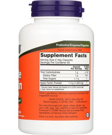 Now Foods Apple Pectin 120 CT - Natural Fiber Supplement for Digestive Health - Buy Online on GoSupps.com